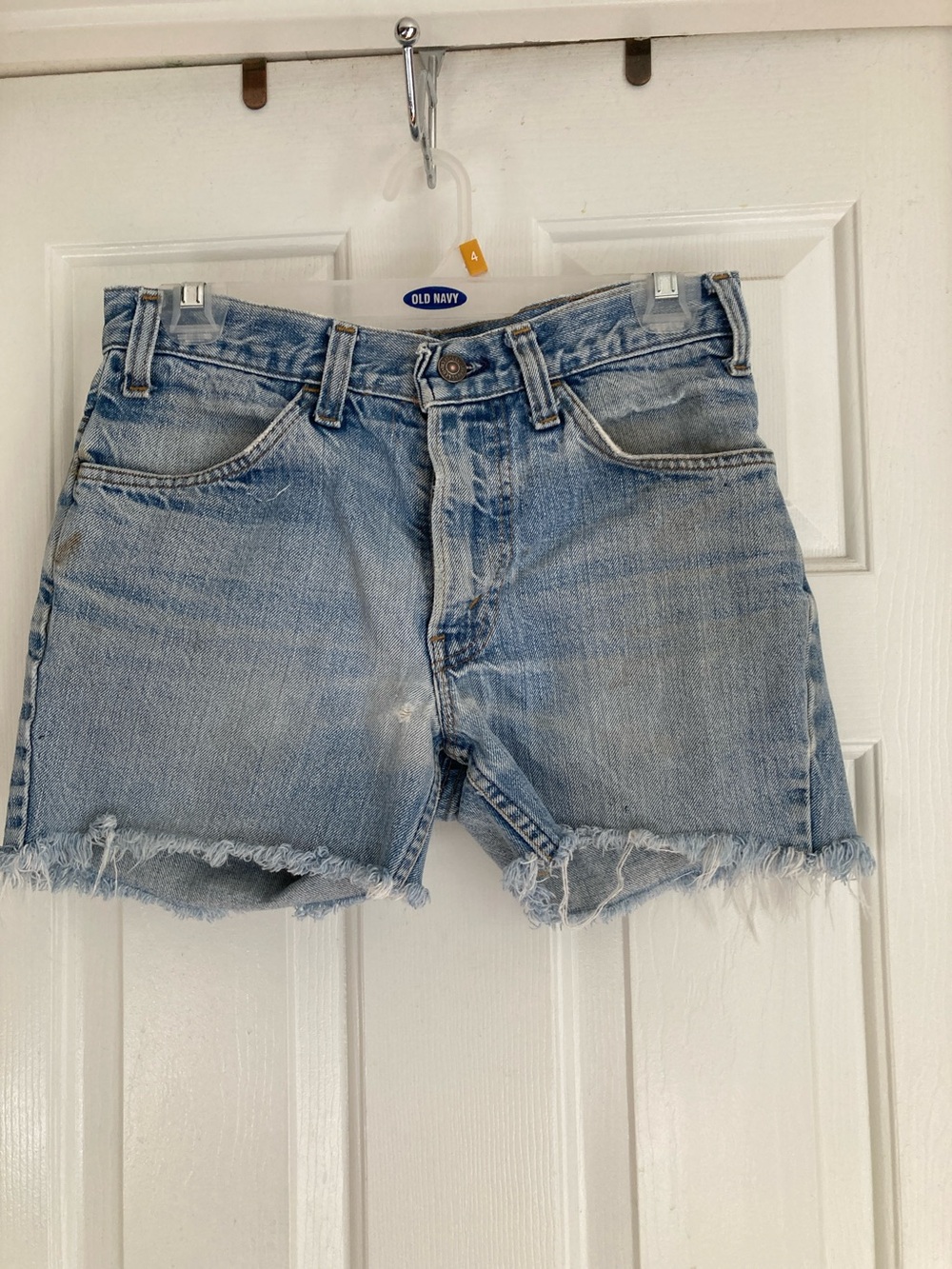 Levi’s Light Blue Frayed Cut Off Old School Denim Shorts - Women